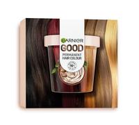 GARNIER GOOD Coloración Permanente Kit de Recarga, Color Brillante, 100% Cobertura de Canas, Color Duradero 8 Semanas, 90% Origen Natural, Sin Amoniaco, Vegano, Cruelty Free, 4.0 Castaño Cacao