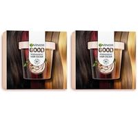 GARNIER GOOD Coloración Permanente Premium Starter Kit, Color Brillante 8 Semanas, 100% Cobertura de Canas, 90% Origen Natural, Sin Amoniaco, Vegano, Cruelty Free, 7.12 Rubio Café Latte (Paquete de 2)