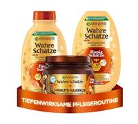 Garnier Juego de 3 piezas para el cuidado del cabello con miel de acacia, manuka y lavanda, champú tesoros de miel (250 ml), acondicionador (200 ml), tratamiento capilar de 1 minuto (340 ml)