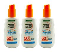 Garnier KIDS SENSITIVE 3x 150ml Spray Solar FPS 50+ Niños Resistente al Agua