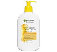 Garnier Limpiador facial para piel desigual, purificante e hidratante, con vitamina C y glicerina, fórmula vegana, Glow Booster Cream Cleanser Vitamina C, SkinActive, 250 ml