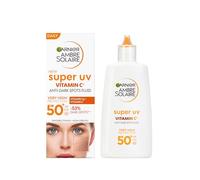 Garnier Líquido de protección solar UV contra manchas oscuras, protección solar muy alta con SPF 50+, acabado invisible, Ambre Solaire Super UV Vitamina C Daily Fluid, 1 x 40 ml