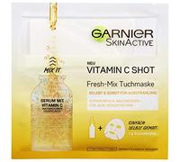 Garnier Máscara de tela, vitamina C Shot, revive la piel, proporciona más resplandor, SkinActive, 3 unidades (3 x 33 g)