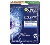 Garnier Mascarilla Noche, Mascarilla facial para pieles cansadas y sensibles, Regeneradora e hidratante, con ácido hialurónico, agua profunda y extracto de aciano, Hydra Bomb, 28 g