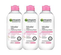 Garnier Micelar Láctea Agua Limpia Piel Seca y Sensible, Hidratante Desmaquillante y Limpiador de Cara y Ojos 400 ml Paquete de 3