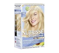 Garnier Nutrisse Crema nº 100 rubio natural extra claro, color de cuidado duradero, con aceites nutritivos de frutas, cobertura 100% de canas