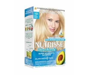 Garnier Nutrisse Creme Coloración Nutritiva Permanente, Tinte 100% Cobertura de Canas con Mascarilla Nutritiva de 4 Aceites - Tono 101 Rubio Platino Ceniza