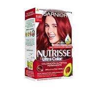 Garnier Nutrisse Creme Coloración permanente con mascarilla nutritiva de cuatro aceites - Rojo Vibrante 6.60, El embalaje puede variar