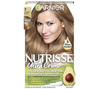 Garnier Nutrisse Creme Coloración Permanente, Tono 7 Rubio | Con 4 Aceites Naturales de Aguacate, Oliva, Karité y Arándano, 100% Cobertura de Canas, Hasta 8 Semanas, Nutrisse
