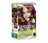 Garnier Nutrisse - Tinte para el cabello de larga duración con aceites de frutas nutritivos, coloración con 8 semanas de duración, tinte ultra crema, dorado 5.35. Marrón