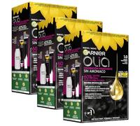 Garnier Olia Coloración Permanente sin Amoniaco, 1.0 Negro Ébano, Pack de 3 | 60% Aceites Florales, sin Amoniaco, Color Intenso y Brillante, 100% Cobertura de Canas, Cabello Cuidado, Olia
