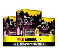 Garnier Olia - Pack de 3 coloración permanente sin amoniaco para un olor agradable con aceites florales de origen natural, color tono 5.0 castaño claro