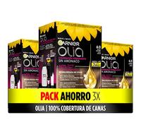 Garnier Olia - Pack de 3 coloración permanente sin amoniaco para un olor agradable con aceites florales de origen natural, color tono 6.0 rubio oscuro