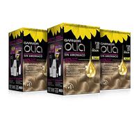 Garnier Olia - Pack de 3 coloración permanente sin amoniaco para un olor agradable con aceites florales de origen natural, color tono 7.13 rubio canela