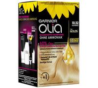 Garnier Olia - Tinte permanente para el cabello sin amoníaco, color nutritivo para cubrir el 100% de las canas, The Golds, oro platino 10.32 (rubio), paquete de 3