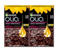 Garnier Olia Tinte permanente para el cabello sin amoníaco con aceites florales de origen natural con acción iluminadora y nutritiva, color 5.15 marrón oscuro - 2 paquetes