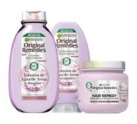 Garnier Original Remedies Agua de Arroz Rutina: Champú 400 ml + Acondicionador 250 ml + Mascarilla 340 ml