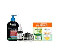 Garnier Pure Active Pack rutina Anti Imperfecciones, Gel Limpiador Anti Puntos Negros 250 ml, Serum Anti-Imperfecciones con 4% de Niacinamida, Crema Hidratante Matificante con AHA+BHA y Carbón