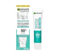 Garnier PureActive Fluido Anti Imperfecciones Anti UV FPS50+ con BHA, 40ml | Acabado Mate, Uso Diario, Niacinamida, Ácido Salicílico, Cuidado para Piel Grasa, PureActive