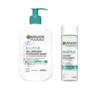 Garnier PureActive Rutina Anti-granos: exfoliante 120ml + limpiador 250ML | Ácido Salicílico y Ceramidas, Exfolia y Limpia, Acción Anti-Granitos, Refuerza la Barrera Cutánea, PureActive