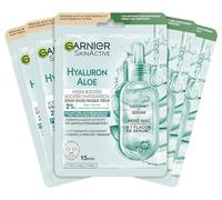 Garnier Set de mascarillas de tela Aloe Vera para todos los tipos de piel, Refrescante e hidratante, Con ácido hialurónico, aloe vera y glicerina, SkinActive, Mascarilla de tela Aloe Hydra Booster
