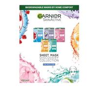 Garnier Sheet Mask Discovery Collection, Juego de mascarillas faciales y oculares para pieles deshidratadas, apagadas y cansadas, con glicerina y ácido hialurónico, 5 Unidades ( Paquete de 1)