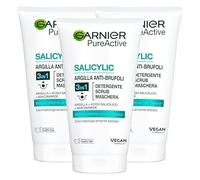 Garnier Skin Active 3 en 1 - Limpiador + exfoliante + máscara antiespinillas, 3 unidades (3 x 150 ml)