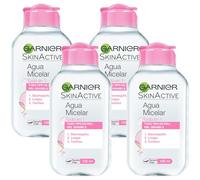 Garnier Skin Active - Agua Micelar Clásica Todo en Uno, Pieles Normales, Formato Viaje, 100 ml (Paquete de 4)
