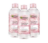 Garnier Skin Active Agua Micelar con Agua de Rosas para Piel Apagada y Sensible. Desmaquilla, Limpia e Ilumina - 3x400ml