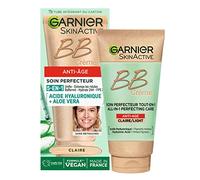 GARNIER Skin Active BB Crema antiedad - Cuidado perfecto todo en 1 - reafirma e hidrata - SPF 25 - Ácido hialurónico y aloe vera - Vegano & Cruelty Free - Todos los tipos de piel - Tinte claro - 50