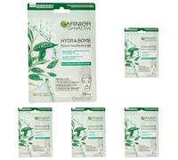 GARNIER Skin Active Mascarilla de Tejido HydraBomb, Hidratante y Matificante, para Pieles Mixtas a Grasas (Paquete de 5)