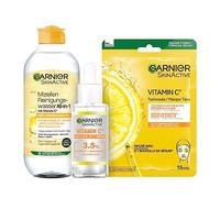 Garnier Skin Vitamina C Coffret con agua micelar todo en 1 con vitamina C, 400 ml, sérum de vitamina C, 30 ml y máscara de gamuza de vitamina C, 28 g