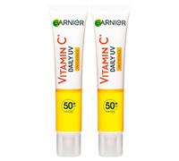 Garnier SkinActive Fluido Anti-UV Diario con Vitamina C Invisible Anti-Manchas SPF 50+ Hidratante de Absorción Rápida - 2 Envases de 40ml