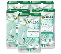 Garnier SkinActive Cryo Jelly - Máscara de contorno de ojos de tejido biodegradable antifatiga efecto hielo con ácido hialurónico, cuenta ojeras, fórmula vegana, 5 paquetes de 1 aplicación
