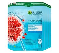 Garnier SkinActive Hydra Bomb Máscara Facial Super Hidratante y Rellenadora en Tela con Granada y Ácido Hialurónico Fórmula Vegana - 6 Máscaras de Un Solo Uso