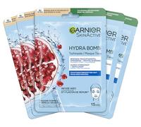 Garnier SkinActive Hydra Bomb - Mascarilla facial de granada, revitalizante e hidratante, con ácido hialurónico y extracto de granada, SkinActive, Hydra Bomb, 5 unidades de 28 g