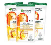 Garnier SkinActive - Mascarilla de tejido en ampolla concentrada, efecto antifatiga y antioxidante, con extracto de piña - 3 máscaras desechables