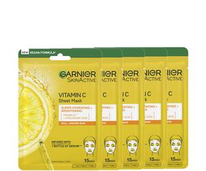 Garnier SkinActive Moisture Bomb Hydrating and Brightening Vitamin C Sheet Mask Set of 5