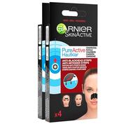 Garnier SkinActive Pure Active Strip Zona T - Parches antipuntos negros al carbón para nariz, frente y barbilla, purificante con ácido salicílico - 2 paquetes de 4 parches
