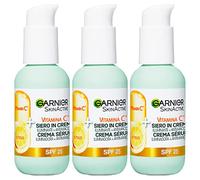 Garnier SkinActive Suero Facial con Vitamina C en Crema 2 en 1 Iluminador y Anti-Imperfecciones SPF 25 para Piel Apagada y Desigual Fórmula con Vitamina C y Extracto de Cítricos - 3 Botellas de 50ml