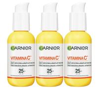 Garnier SkinActive Suero Facial con Vitamina C en Crema 2 en 1 Iluminador y Anti-Imperfecciones SPF 25 para Piel Apagada y Desigual Fórmula con Vitamina C y Extracto de Cítricos - 3 Botellas de 50ml