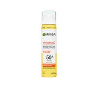 Garnier SkinActive Vitamina C Anti-manchas Bruma Anti-UV Invisible SPF 50+. Aplicable diariamente sobre maquillaje.Acabado completamente transparente. 75 ml
