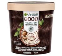 Garnier - Tintado permanente, sin amoniaco, 90 % de ingredientes naturales, manteca de karité, cobertura 100 % para cabello blanco - GOOD marrón oscuro baya 3.12