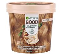 Garnier - Tinte permanente para el cabello - Sin amoniaco - 90% ingredientes de origen natural - Manteca de karité - 100% cobertura para cabellos blancos - GOOD rubio oscuro almendra 7.0