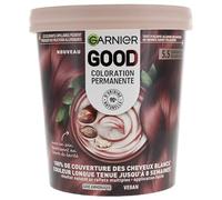Garnier - Tinte permanente para el cabello - Sin amoniaco - 90% ingredientes naturales - Manteca de karité - 100% cobertura para cabello blanco - GOOD caoba marrón claro Griotte 5,5
