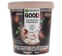 Garnier - Tinte permanente para el cabello - Sin amoniaco - 90% ingredientes naturales y fórmula vegana - Manteca de karité - Cobertura 100% blanca - Canela marrón dorado (5,32) - Good