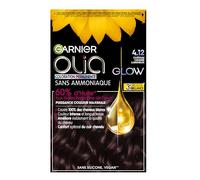 Garnier Tinte permanente para el cabello, sin amoniaco, con aceites florales naturales, color ceniza claro (4.12), brillo olia
