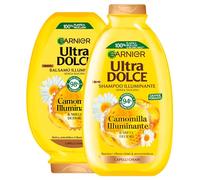 Garnier Ultra Dolce Champú + Acondicionador de Manzanilla aclarante para cabello claro con miel de flores hidratante, suavizante y protector, ingredientes de origen natural