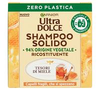 Garnier Ultra Dolce - Champú sólido Tesoros de miel, para cabellos frágiles que se rompen, con embalaje 100% ecológico sin plástico, 60 g