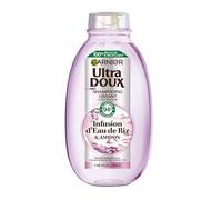 Garnier Ultra Doux - Champú alisador de pelo rebelde, agua de arroz, 250 ml